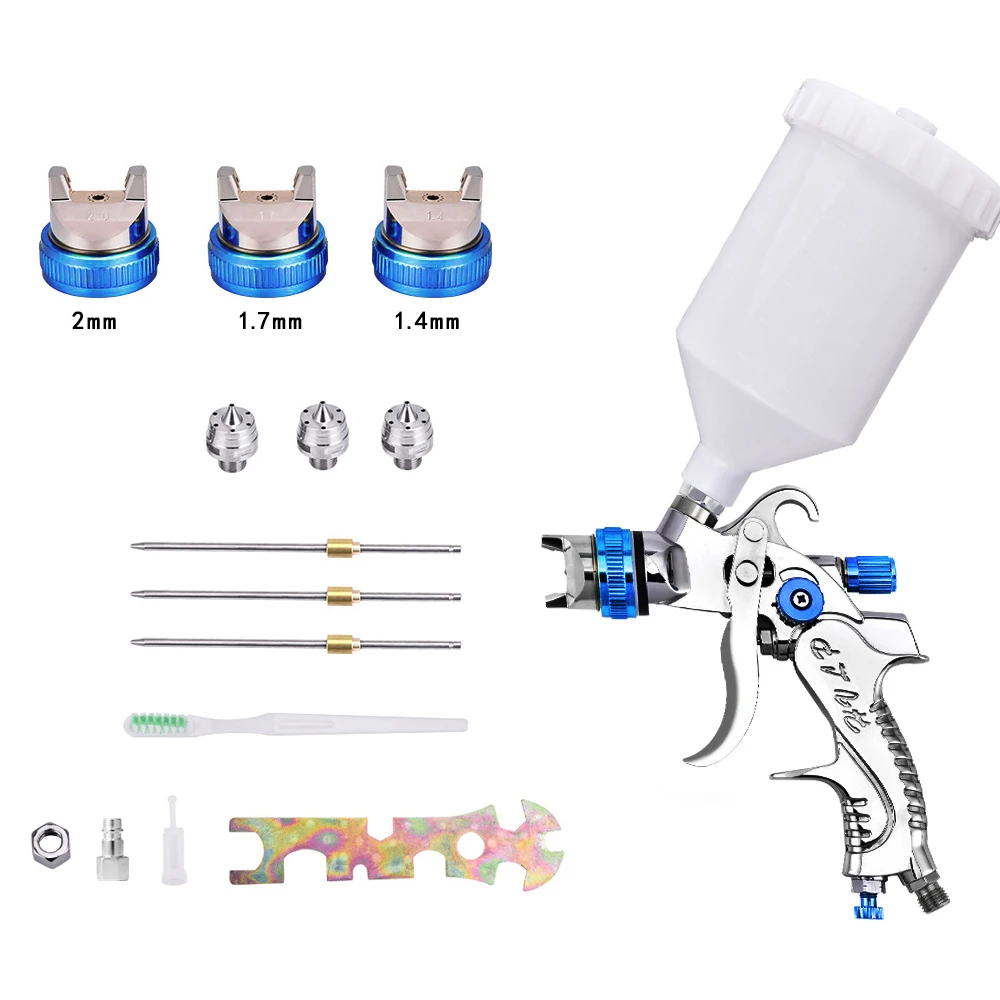 

1.4mm/1.7mm/2mm Nozzles HVLP Paint Spray Gun Professional Airbrush Spray Gun 600ml Bottle Cup Cars DIY Painting Tool Household