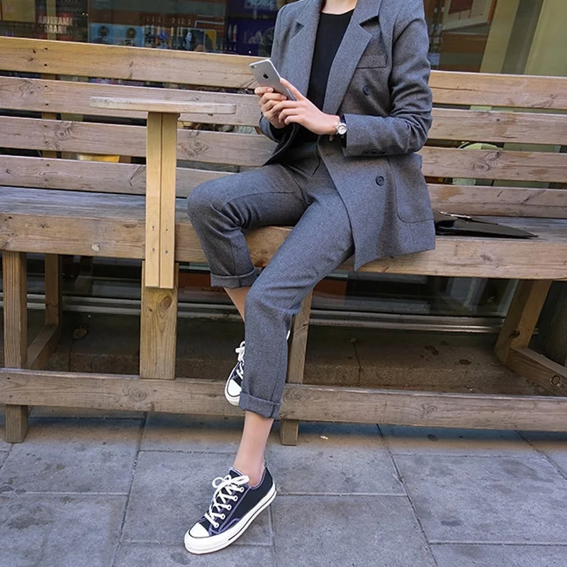 NEW Fashion Business Pant Suits Uniform Formal Double Breasted Jacket and Long Pant Black Blazer Set Women OL 2 Two Pieces Suits
NEW Fashion Business Pant Suits Uniform Formal Double Breasted Jacket and Long Pant Black Blazer Set Women OL 2 Two Pieces Suits
