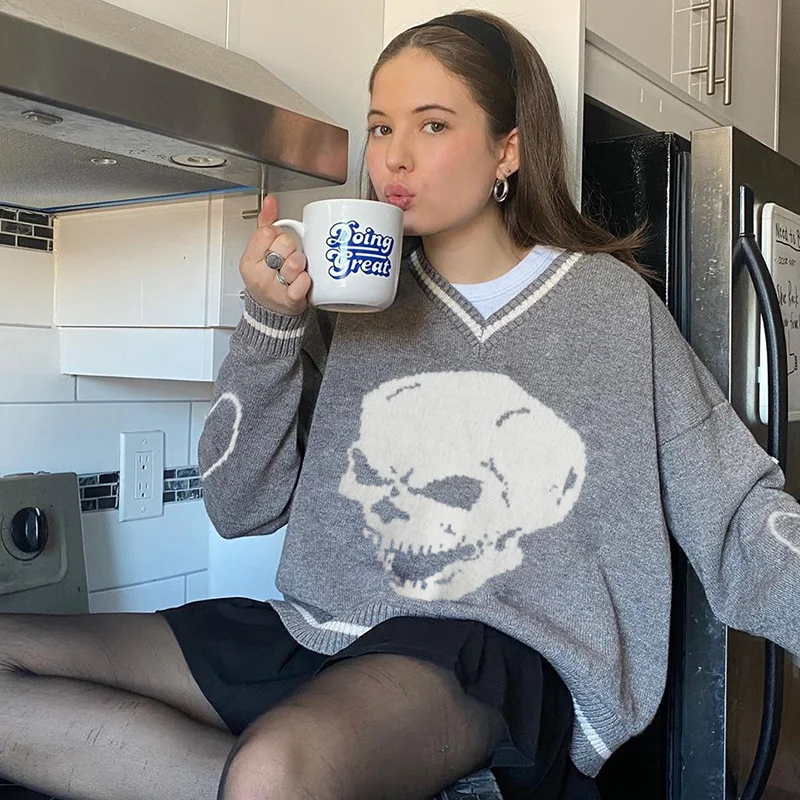 Harajuku Skull Imprint Y2k Loose Autumn Women's Pullover Casual Pullover Pullover 2020 New Korean Sweater
Harajuku Skull Imprint Y2k Loose Autumn Women's Pullover Casual Pullover Pullover 2020 New Korean Sweater