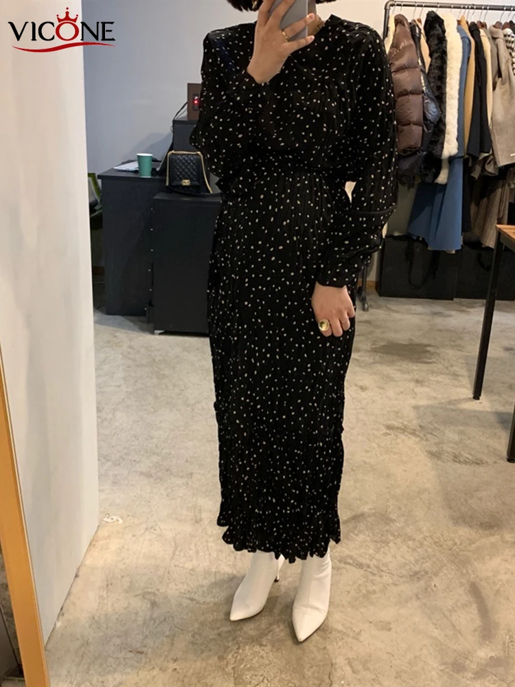 VICONE Chic Retro Elegant Korean Style Shirt Vestidos Office Dot Dresses Women Spring Long Sleeve Dress Female
VICONE Chic Retro Elegant Korean Style Shirt Vestidos Office Dot Dresses Women Spring Long Sleeve Dress Female