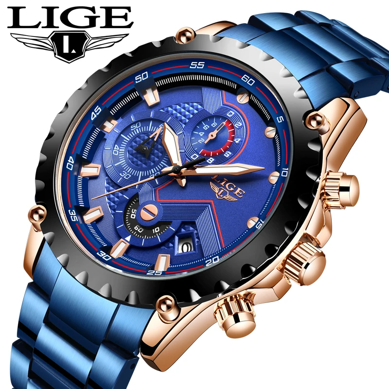 LIGE 2020 Fashion Blue Stainless Steel Mens Watches Top Brand Luxury Waterproof Quartz Watch Men Date Dial Sport Chronograph+Box
LIGE 2020 Fashion Blue Stainless Steel Mens Watches Top Brand Luxury Waterproof Quartz Watch Men Date Dial Sport Chronograph+Box
