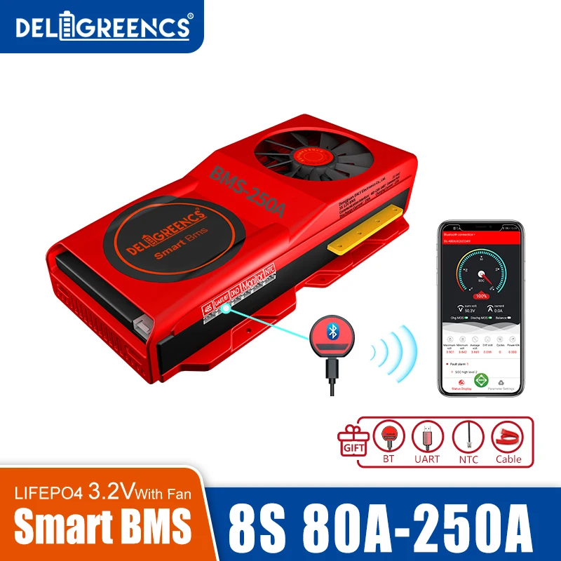 Smart BMS 8S LiFePO4 Bluetooth With Fan UART Cable Rs485 Communication NTC Temperatur 150A 200A 250A APP PC softwar
Smart BMS 8S LiFePO4 Bluetooth With Fan UART Cable Rs485 Communication NTC Temperatur 150A 200A 250A APP PC softwar