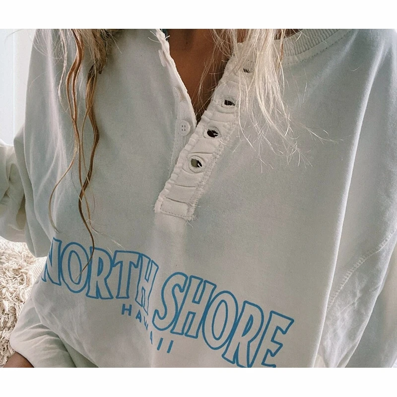 Fashion Casual Women T-shirt Letter Print Top Tee Streetwear White Long Sleeve T-shirt Spring Button Loose T-Shirt Women Clothes
Fashion Casual Women T-shirt Letter Print Top Tee Streetwear White Long Sleeve T-shirt Spring Button Loose T-Shirt Women Clothes
