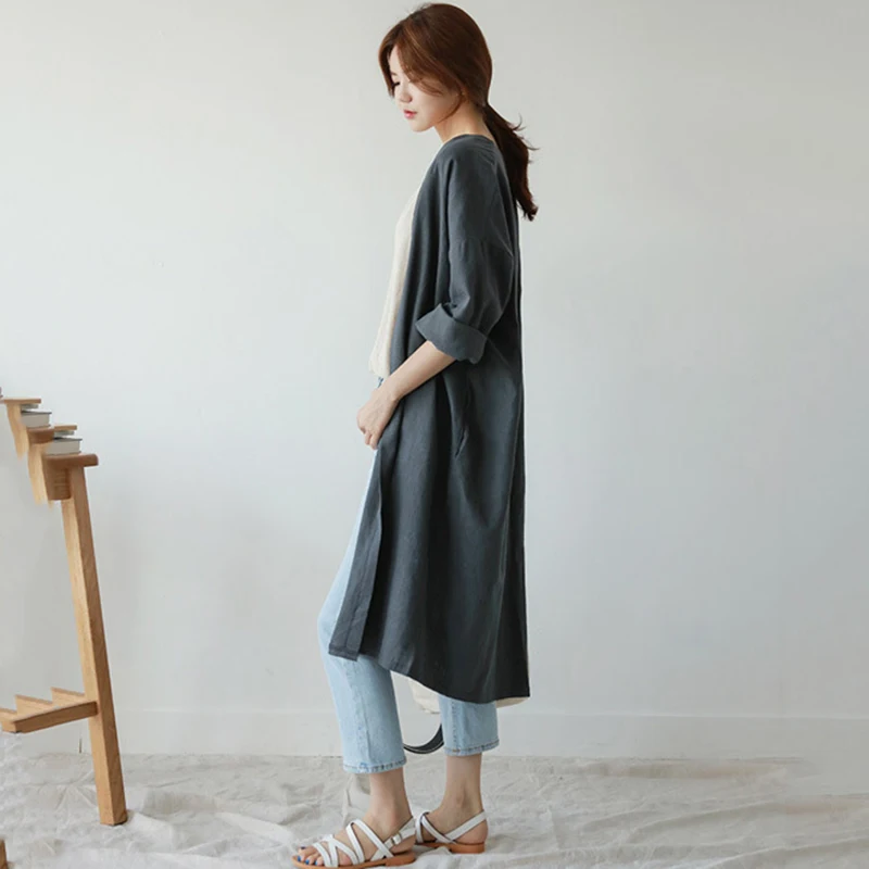 Trench Women Solid Long Open Stitch Cotton Linen Elegant Ladies All-match Casual Soft Breathable Korean Style Womens Clothing
Trench Women Solid Long Open Stitch Cotton Linen Elegant Ladies All-match Casual Soft Breathable Korean Style Womens Clothing