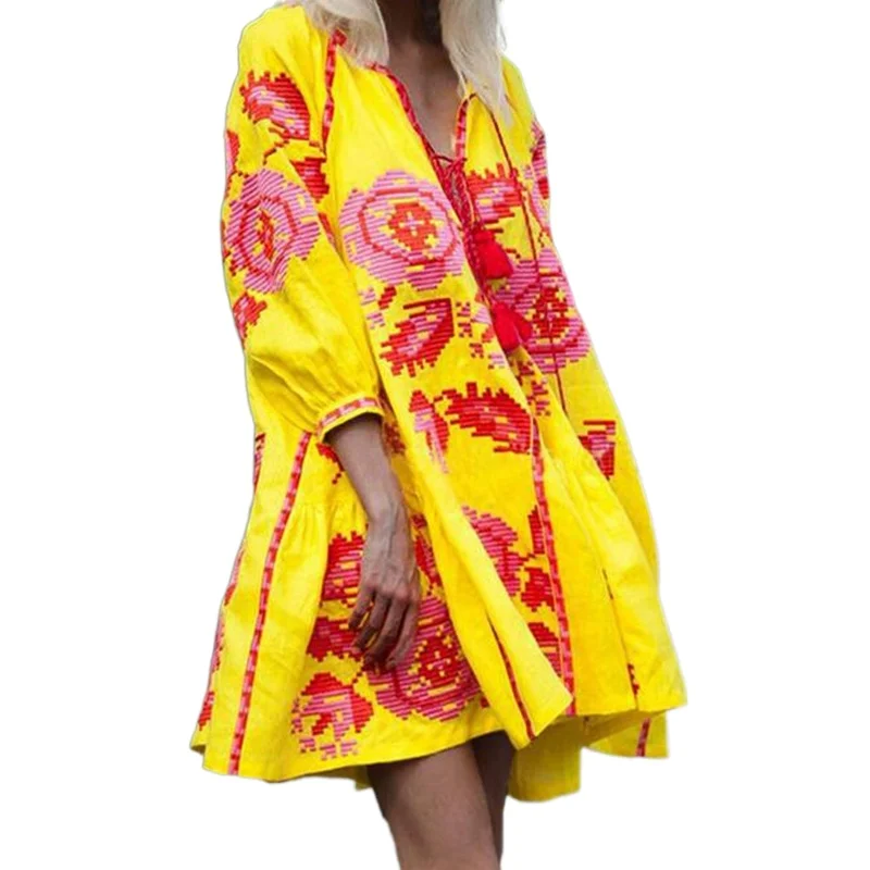 Lugentolo Plus Size Vintage Dress Women Summer New Long Sleeve V-Neck Printed Loose Mini Dresses
Lugentolo Plus Size Vintage Dress Women Summer New Long Sleeve V-Neck Printed Loose Mini Dresses