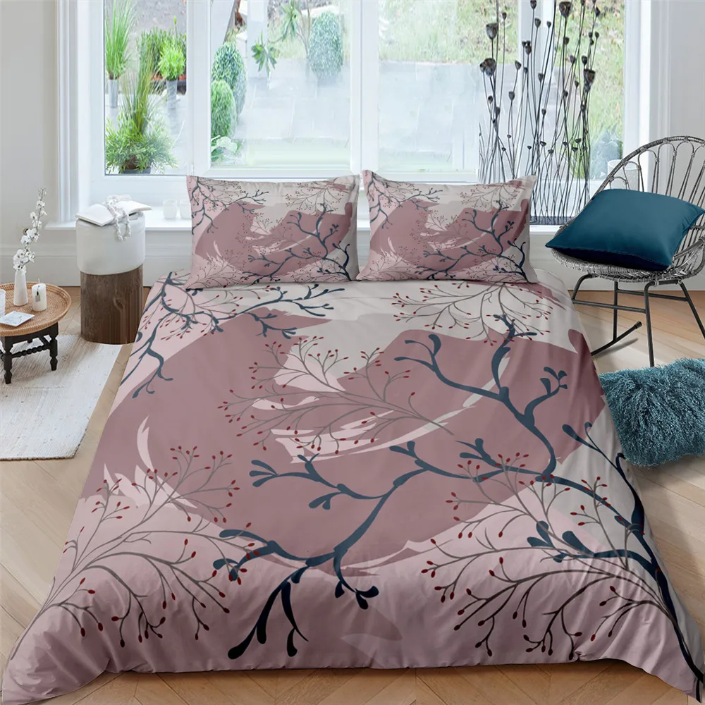 New 3D Flower Bedding Set Modern Floral Full Single Double Size Lightweight Microfiber 2/3Pcs Duvet Cover with Pillowcase
