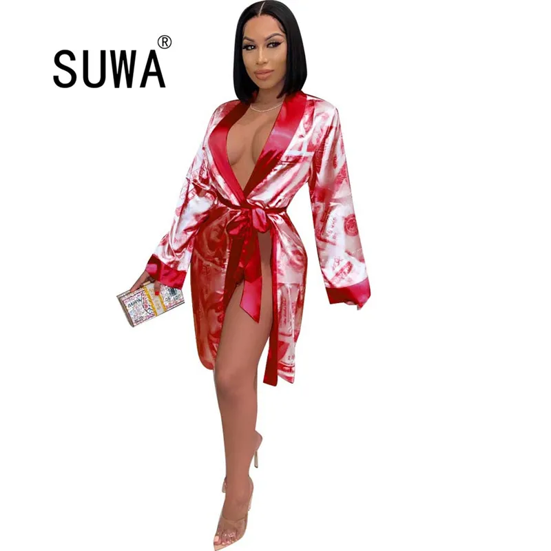 Multi Color Dollar Print Top Sexy Night Club Party Loose Long Sleeve Sashes Ladies Coat Deep V-Neck Knee-Length Unique Outerwear
Multi Color Dollar Print Top Sexy Night Club Party Loose Long Sleeve Sashes Ladies Coat Deep V-Neck Knee-Length Unique Outerwear