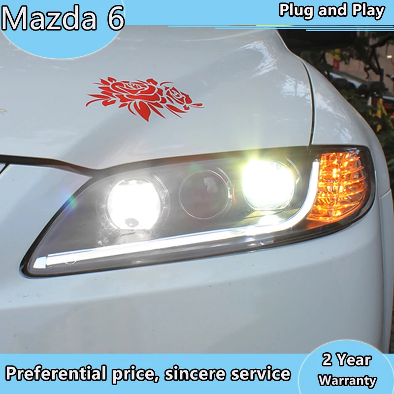 

Автостайлинг для Mazda 6 фар 2004-2012 Mazda6 светодиодный ные фары светодиодный DRL Hid фары ангельские глазки Биксеноновые аксессуары