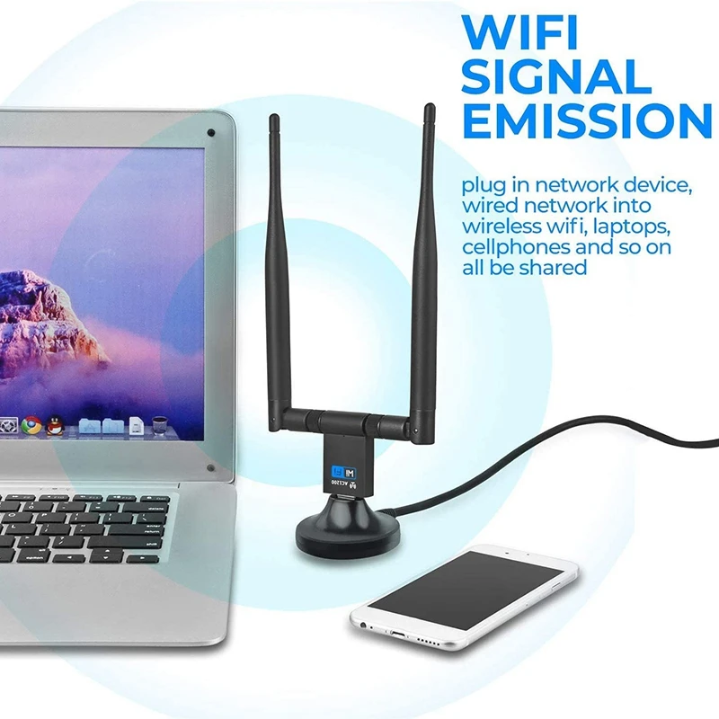 1200Mbps USB Wifi Adapter Dual Band 5GHz 2.4Ghz Wireless Wifi Antenna Dongle Network Card with Stand for Windows XP/10/8
1200Mbps USB Wifi Adapter Dual Band 5GHz 2.4Ghz Wireless Wifi Antenna Dongle Network Card with Stand for Windows XP/10/8