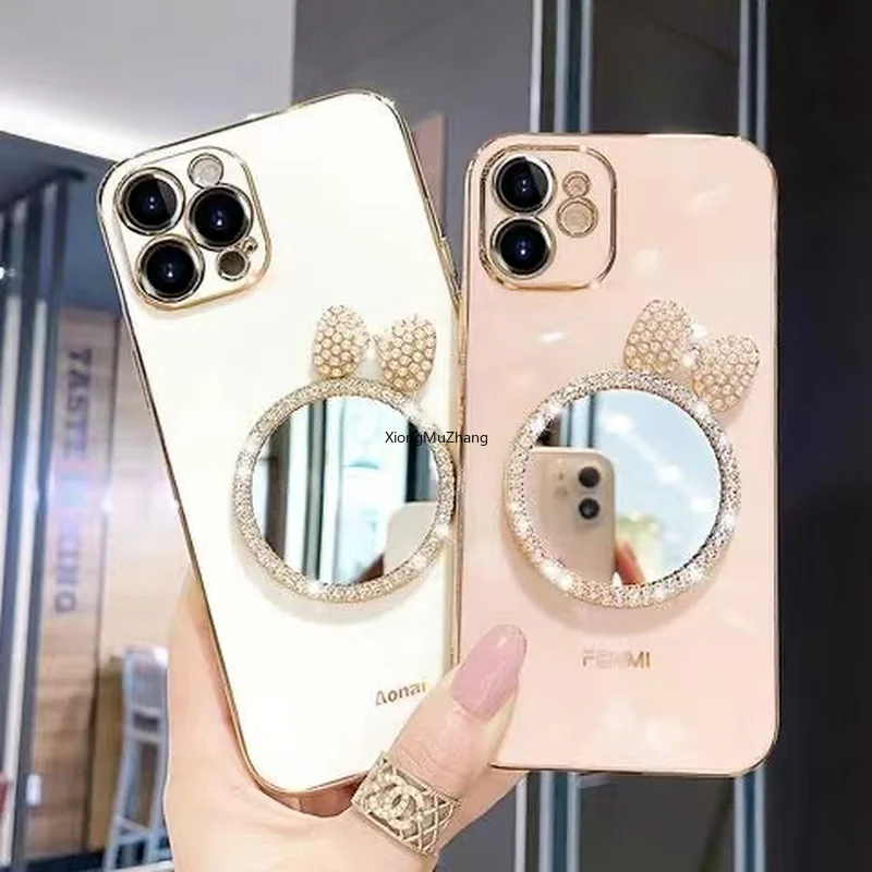 Luxury Brand 3D Makeup Mirror Pearl Bow Phone Case for Huawei Mate 20 30 Lite 40 Pro P20 P30 P40 P50 Plating Glitter Soft Cover
Luxury Brand 3D Makeup Mirror Pearl Bow Phone Case for Huawei Mate 20 30 Lite 40 Pro P20 P30 P40 P50 Plating Glitter Soft Cover