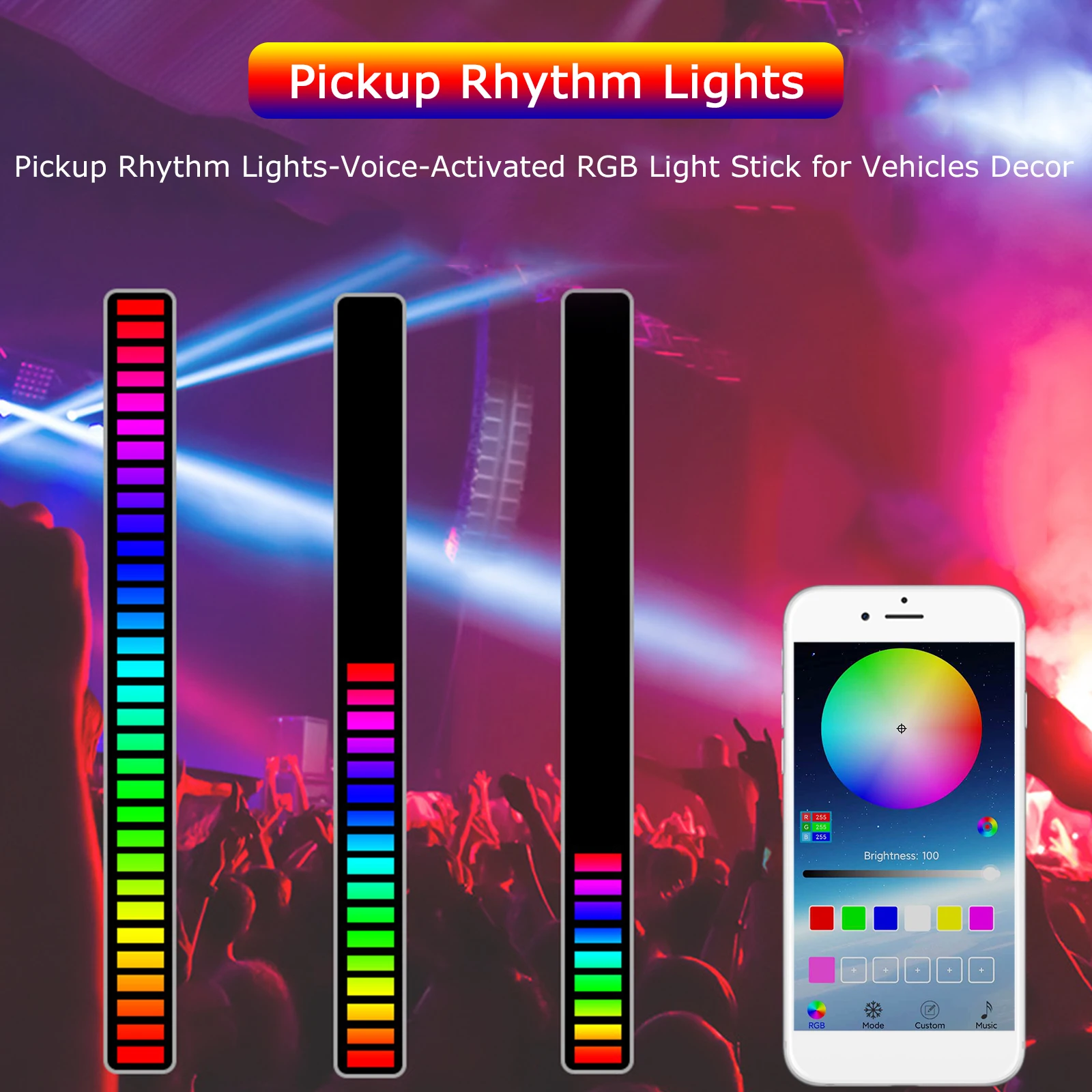 

RGB-управление звуком, светодиодная подсветка, управление через приложение, пикап, Голосовая активация, ритм, освесветильник, Цвет s, окружающ...