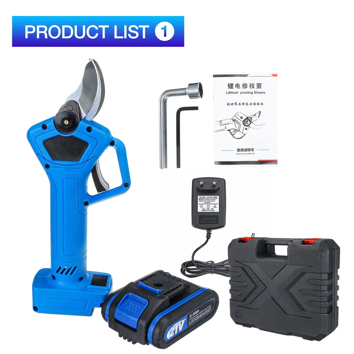1500W 21V Rechargeable Electric Pruning Scissors Pruning Shears Garden Pruner Secateur Branch Cutter Cutting Tool w/ 2x Battery
1500W 21V Rechargeable Electric Pruning Scissors Pruning Shears Garden Pruner Secateur Branch Cutter Cutting Tool w/ 2x Battery