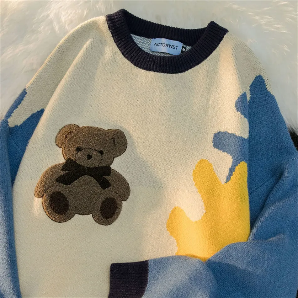 Japanese-Style Knitting Women Cute Little Bear Sweater Long Sleeve O-Neck Lazy Style Couple Outfit Pullover Tops TT0691
Japanese-Style Knitting Women Cute Little Bear Sweater Long Sleeve O-Neck Lazy Style Couple Outfit Pullover Tops TT0691