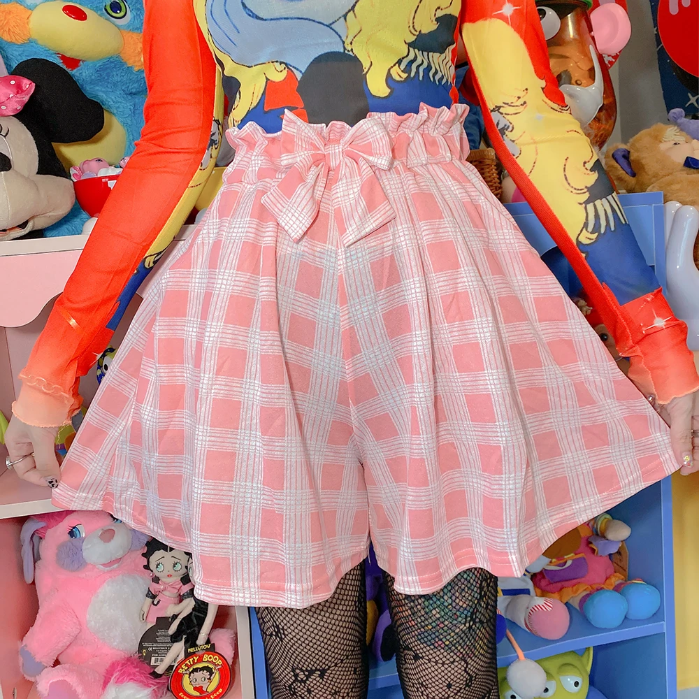 Japanese Girl Sweet Shorts Skirt Women Y2k Bow Plaid Wide-legged Thin Pants Harajuku Soft Girl All-match Casual Pant
Japanese Girl Sweet Shorts Skirt Women Y2k Bow Plaid Wide-legged Thin Pants Harajuku Soft Girl All-match Casual Pant