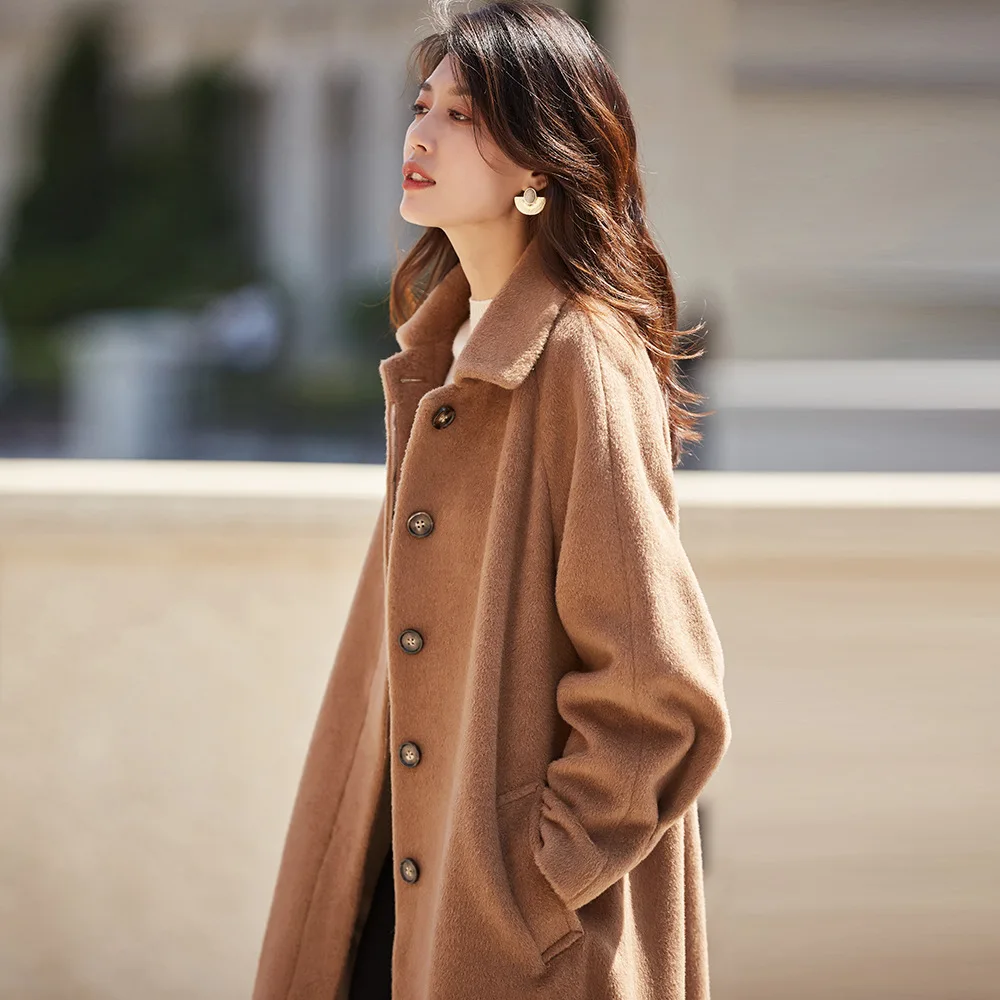 Alpaca Overcoat Women Coats Autumn Winter Warm Long Wool Coat Black Ladies Coats Loose Casual Camel Coat Runway Luxury Coats
Alpaca Overcoat Women Coats Autumn Winter Warm Long Wool Coat Black Ladies Coats Loose Casual Camel Coat Runway Luxury Coats