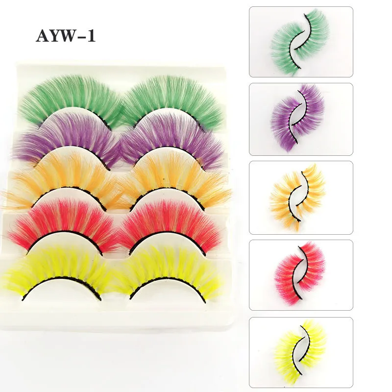 Factory Wholesale Color Messy False Eyelashes 5 Pairs Set European And American Stage Makeup Mixed Color Soft 3D Eyelashes 2021
Factory Wholesale Color Messy False Eyelashes 5 Pairs Set European And American Stage Makeup Mixed Color Soft 3D Eyelashes 2021