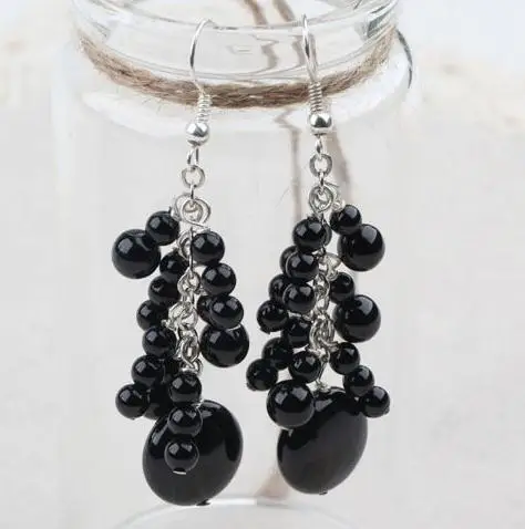 Unique Design AA Gemstone Earrings Beadwork Black Agate Wih S925 Sterling Silver Fish Hook Dangle Earring Charming Lady Gift
Unique Design AA Gemstone Earrings Beadwork Black Agate Wih S925 Sterling Silver Fish Hook Dangle Earring Charming Lady Gift