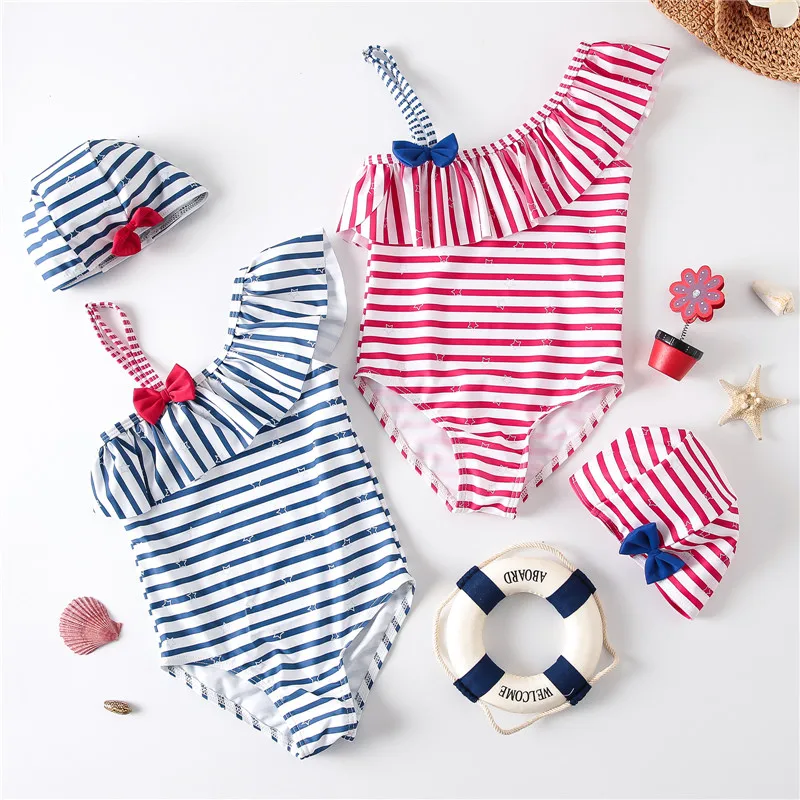 New Girl Children's Swimsuit One-piece Striped Baby Girls Swimming Suits With Cap Summer Beach Swimwear Swimming Costumes
New Girl Children's Swimsuit One-piece Striped Baby Girls Swimming Suits With Cap Summer Beach Swimwear Swimming Costumes