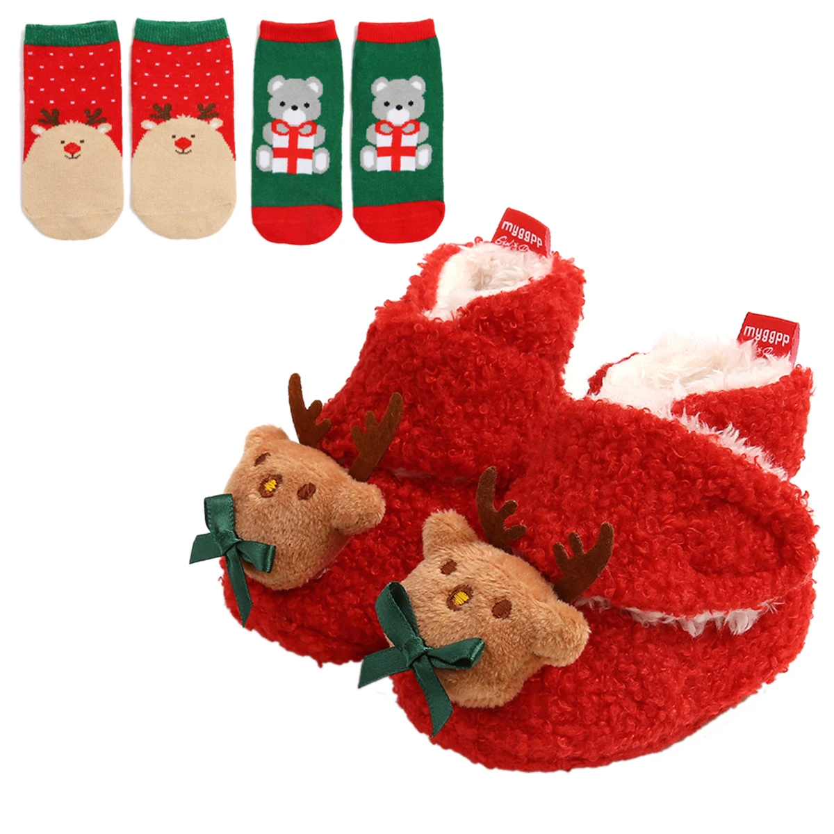 Baby Christmas Booties and Socks Set Winter Warm Fleece Ankle Crib Shoes and Socks 3 Piece set Xmas Gift For Kids
Baby Christmas Booties and Socks Set Winter Warm Fleece Ankle Crib Shoes and Socks 3 Piece set Xmas Gift For Kids