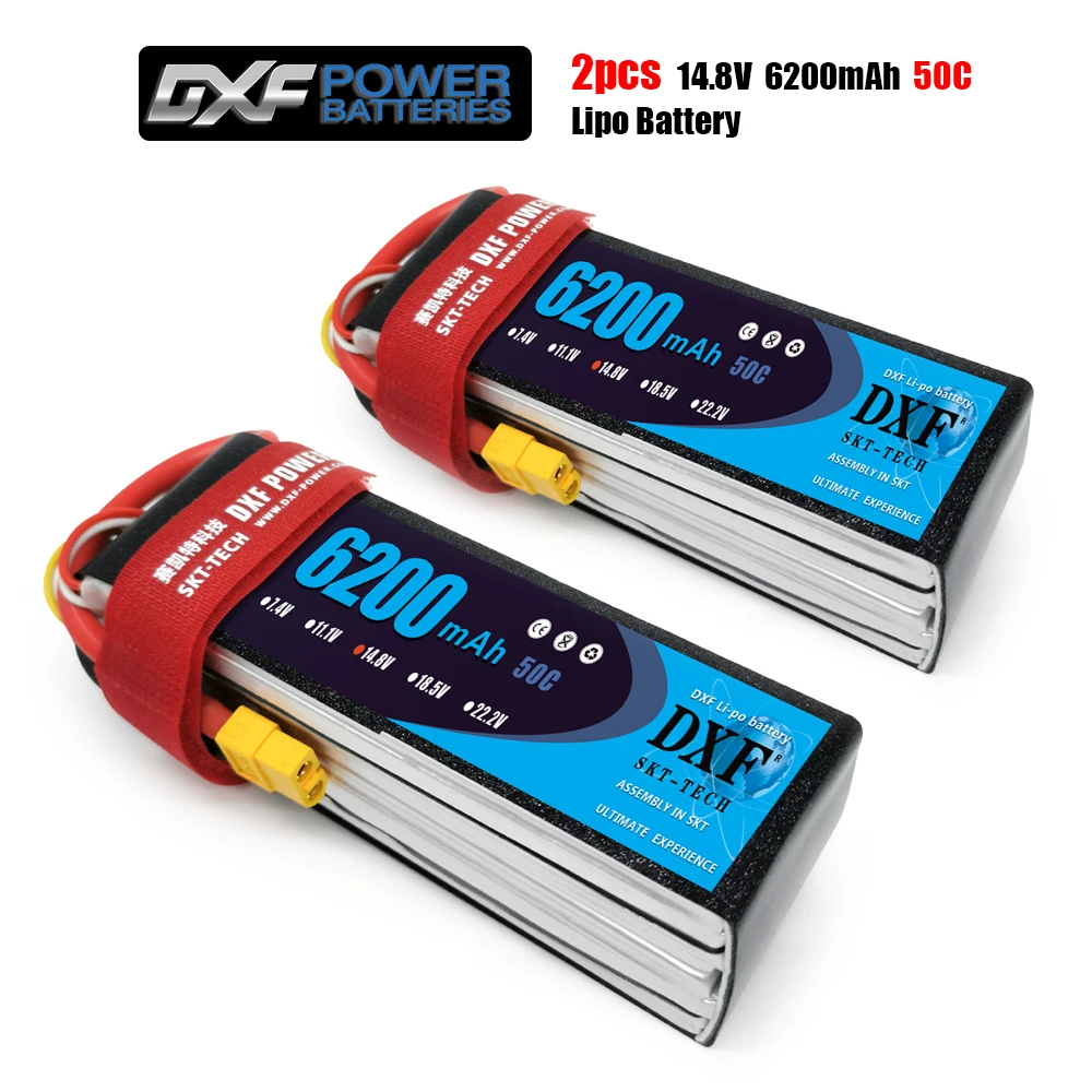 DXF 4S 14.8V 6200mah 50C-100C Lipo Battery 4S XT60 T Deans XT90 EC5 For FPV Drone Airplane Car Racing Truck Boat RC Parts
DXF 4S 14.8V 6200mah 50C-100C Lipo Battery 4S XT60 T Deans XT90 EC5 For FPV Drone Airplane Car Racing Truck Boat RC Parts