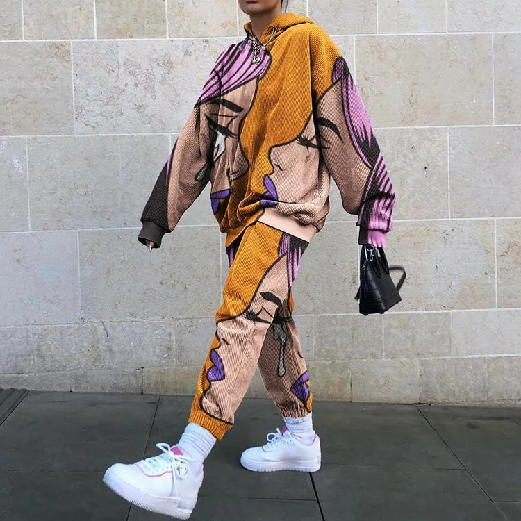 Women Tracksuit 2 Piece Set Autumn Hip Hop Fun Face Graffiti Print Sweatshirts Hoodies Tops Baggy Pants Sweatpants Suit Sets
Women Tracksuit 2 Piece Set Autumn Hip Hop Fun Face Graffiti Print Sweatshirts Hoodies Tops Baggy Pants Sweatpants Suit Sets