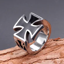 Black Cross Shape Ring Men's Ring New Fashion Metal Electro-Optical Pattern Ring Accessories Party Jewelry Size 7-12