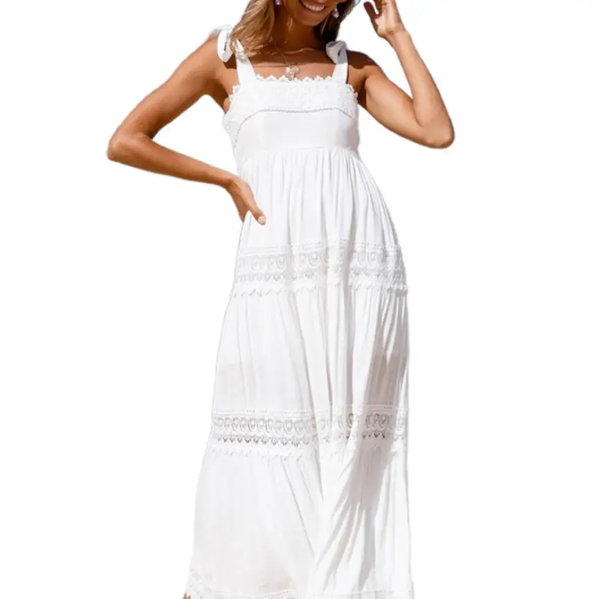 Ladies Temperament Beach Suspender Skirt Women Summer Lace Splicing Sleeveless Long Strap Dress for Shopping Dating
Ladies Temperament Beach Suspender Skirt Women Summer Lace Splicing Sleeveless Long Strap Dress for Shopping Dating