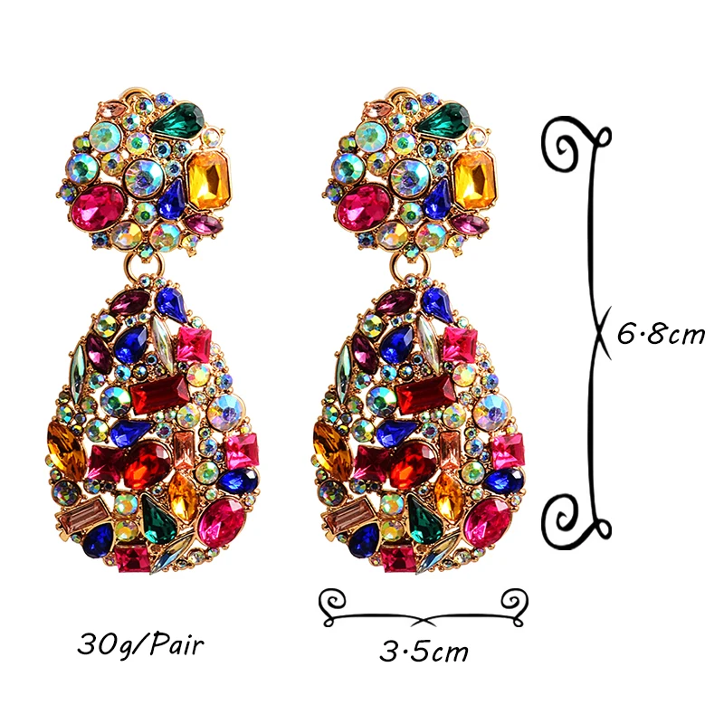 ZA New Colorful Crystals Drop Earrings Fine Jewelry Accessories For Women Fashion Trend Rhinestone Bijoux
ZA New Colorful Crystals Drop Earrings Fine Jewelry Accessories For Women Fashion Trend Rhinestone Bijoux