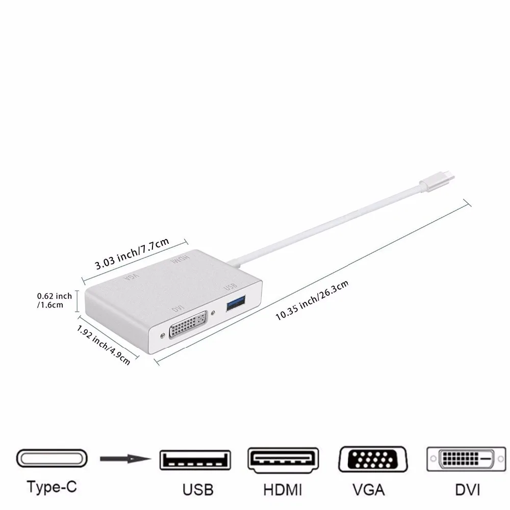 USB-концентратор Тип C на VGA DVI USB 3 0 4k HDMI-совместимый адаптер кабель для ноутбука Apple