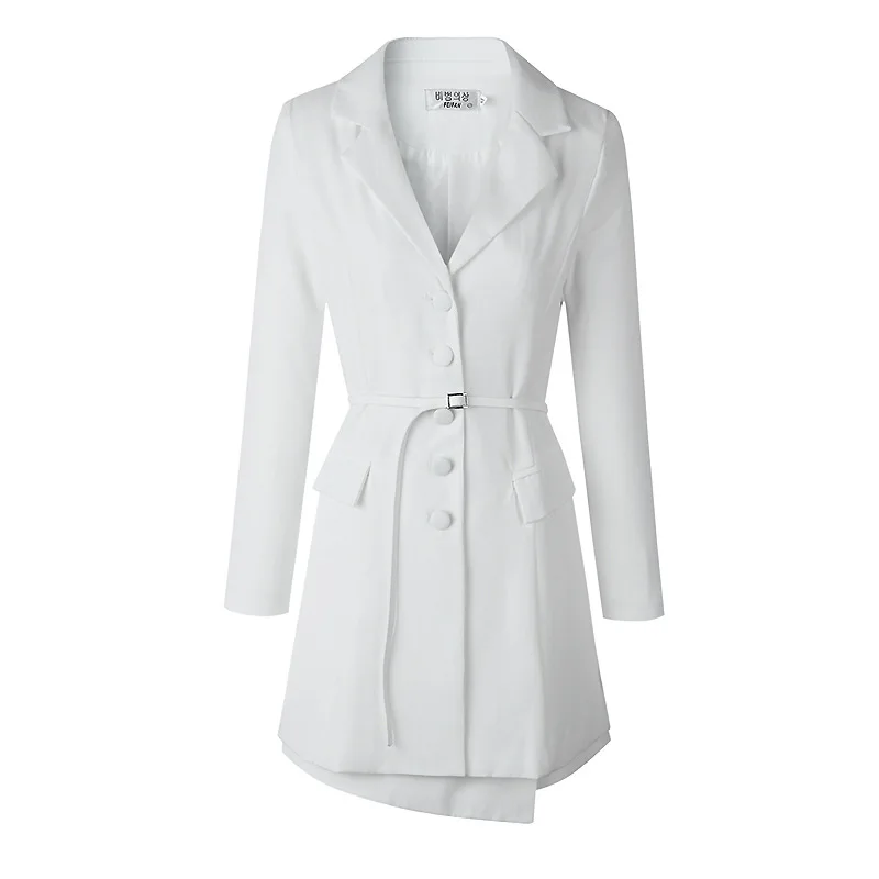 DEAT Women White Belt Pockets Single Breasted Zipper Dress New Notched Neck Long Sleeve Slim Fit Fashion Tide Summer 2021 7E1036 
DEAT Women White Belt Pockets Single Breasted Zipper Dress New Notched Neck Long Sleeve Slim Fit Fashion Tide Summer 2021 7E1036
