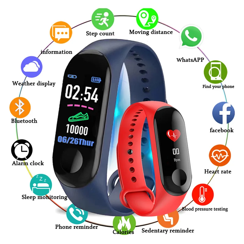 Muti-funtion M3 Smart Bracelet Heart Rate Monitor Fitness Tracker Sport Smartwatch Wristband Waterproof Bluetooth-compatible
Muti-funtion M3 Smart Bracelet Heart Rate Monitor Fitness Tracker Sport Smartwatch Wristband Waterproof Bluetooth-compatible