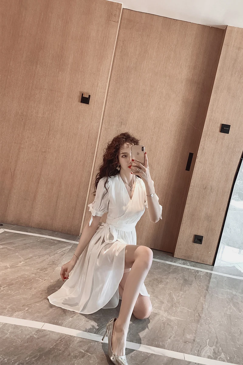 COIGARSAM Ruffles Women one-piece dress korean Summer High Waist Dresses Rice White 2250
COIGARSAM Ruffles Women one-piece dress korean Summer High Waist Dresses Rice White 2250