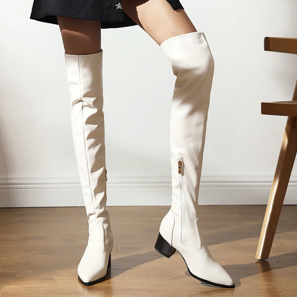 RIBETRINI Elegant Female Pointed Toe Zipper Thigh High Boots Chunky Low Heel Fashion Party Casual Solid Zip Over The Knee Boots
RIBETRINI Elegant Female Pointed Toe Zipper Thigh High Boots Chunky Low Heel Fashion Party Casual Solid Zip Over The Knee Boots