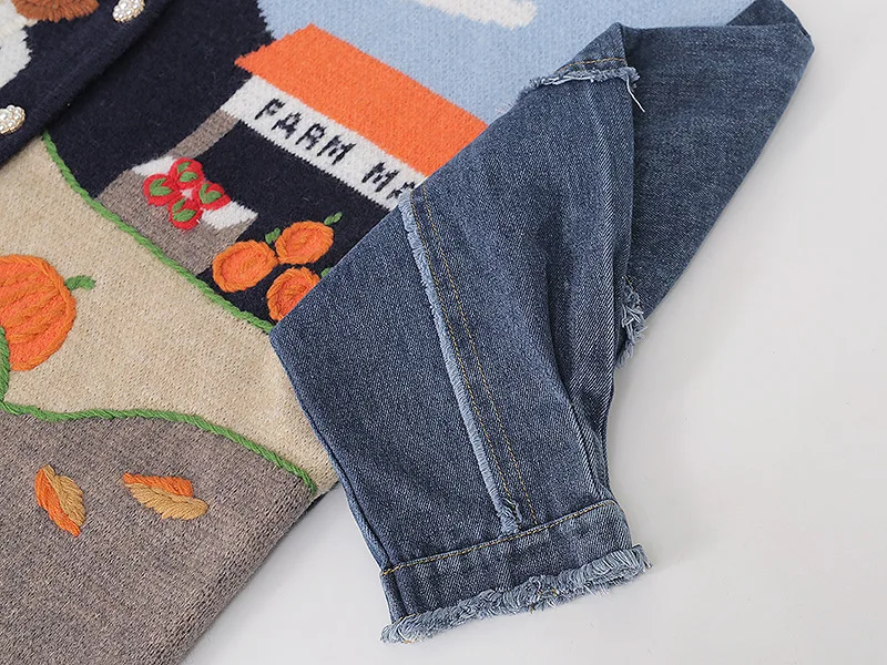 Jumpers Embroidery Elegant Cardigans England Style Women Knitwear Coats Denim Mori Girl Style Patchwork Patchwork Girl Sweater
Jumpers Embroidery Elegant Cardigans England Style Women Knitwear Coats Denim Mori Girl Style Patchwork Patchwork Girl Sweater