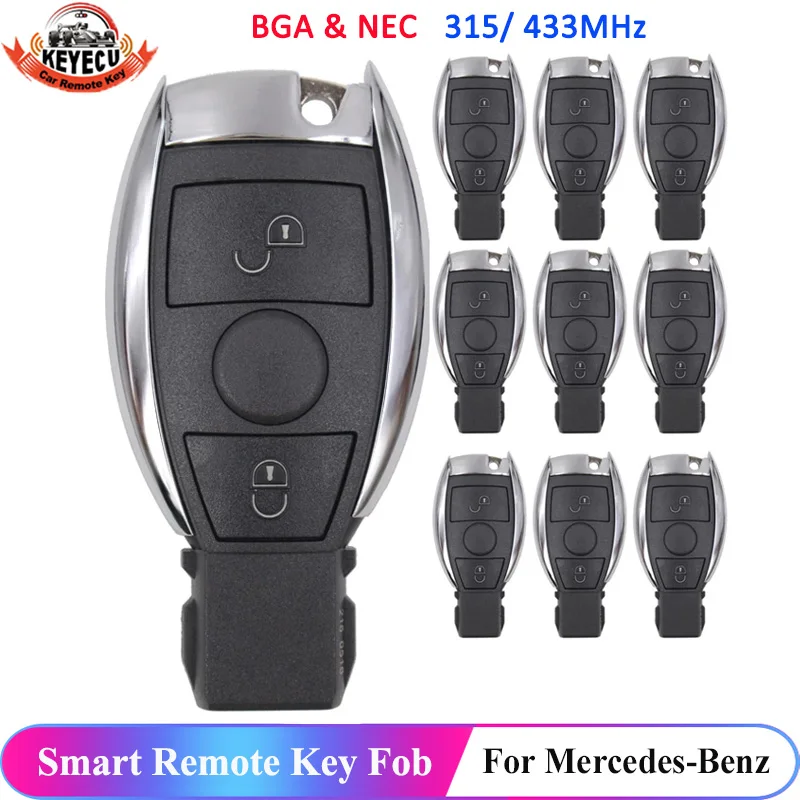 

KEYECU Smart Remote Key Fob for Mercedes Benz Year 2000+ Supports Original NEC and BGA 315MHz 433.92MHz 2 Button 10Pcs KYDZ