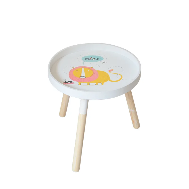 INS Nordic cartoon pattern coffee tables for home Living room balcony solid wood circle tea table Magazine Shelf Small Furniture 
INS Nordic cartoon pattern coffee tables for home Living room balcony solid wood circle tea table Magazine Shelf Small Furniture