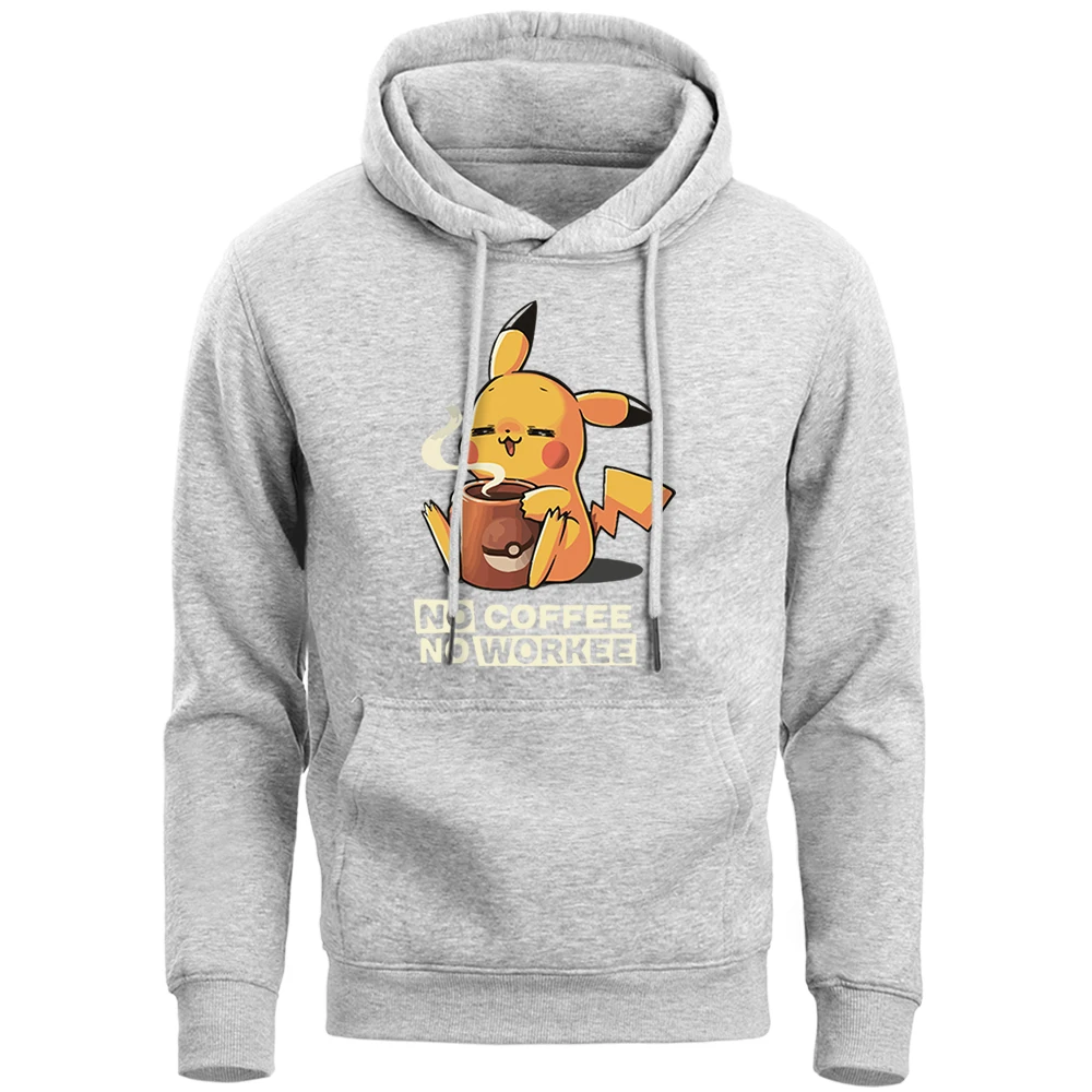 Толстовка с капюшоном No coffee Workee Pikachu Pika Мужская толстовка 2019 зимняя флисовая Sudaderas