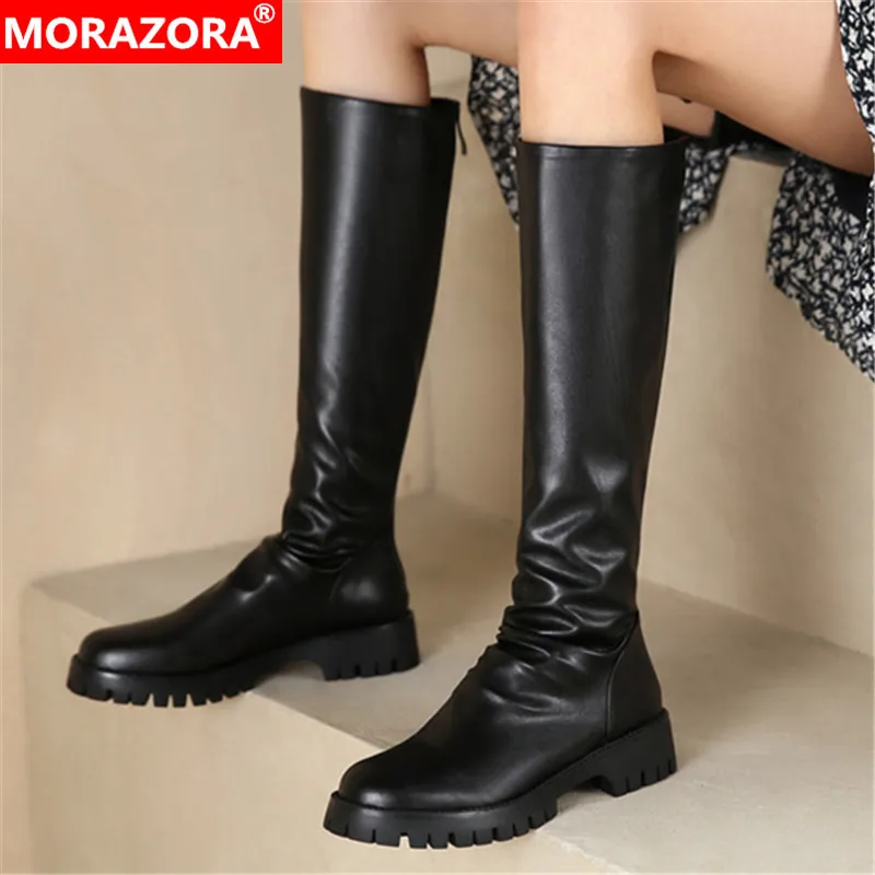 MORAZORA 2022 Black Pleated Stretch Boots Women Low Heels Fashion Shoes Round Toe Zip Slim Autumn Knee High Boots Women
MORAZORA 2022 Black Pleated Stretch Boots Women Low Heels Fashion Shoes Round Toe Zip Slim Autumn Knee High Boots Women