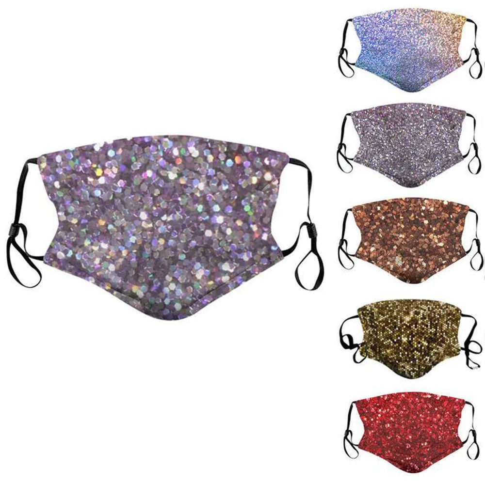 

3 Pcs 3d Printing Sequin Mouth Mask Rhinestone Masquerade Crystal Face Veil Club Mask Bling Gold Glitter Face Dust Cover