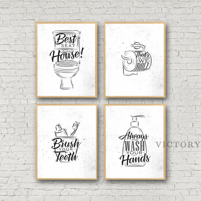 Toilet Poster Bathroom Wall Decor Canvas Painting Brush Teeth Wash Hands Quotes Poster Black and White Nordic Washroom Prints
Toilet Poster Bathroom Wall Decor Canvas Painting Brush Teeth Wash Hands Quotes Poster Black and White Nordic Washroom Prints