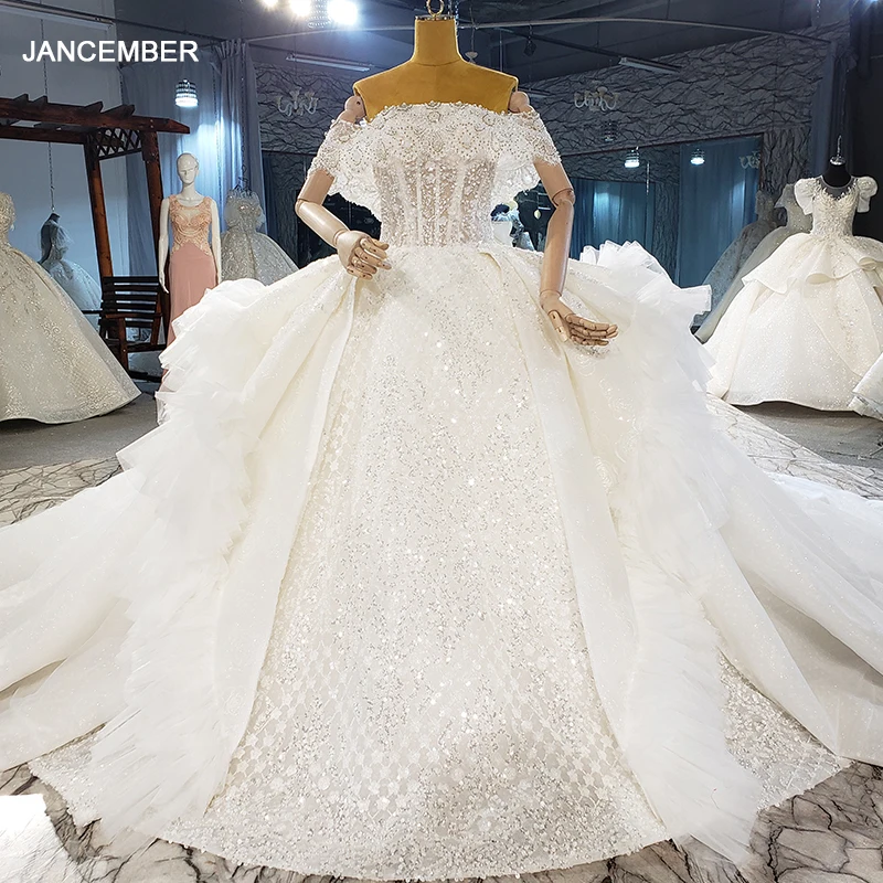 HTL2126 Short Sleeve Luxurious Off-Shouder Sequined Backless Wedding Dress 2021 For Woman Ball Gowns
HTL2126 Short Sleeve Luxurious Off-Shouder Sequined Backless Wedding Dress 2021 For Woman Ball Gowns