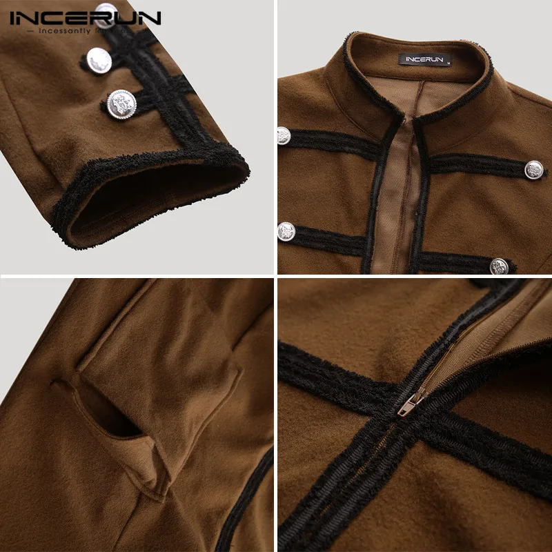 Vintage Men Coats INCERUN Long Sleeve Stand Collar Outwear Warm Buttons Overcoats Solid Wool Blends Man Pocket Long Trench 5XL 7
Vintage Men Coats INCERUN Long Sleeve Stand Collar Outwear Warm Buttons Overcoats Solid Wool Blends Man Pocket Long Trench 5XL 7