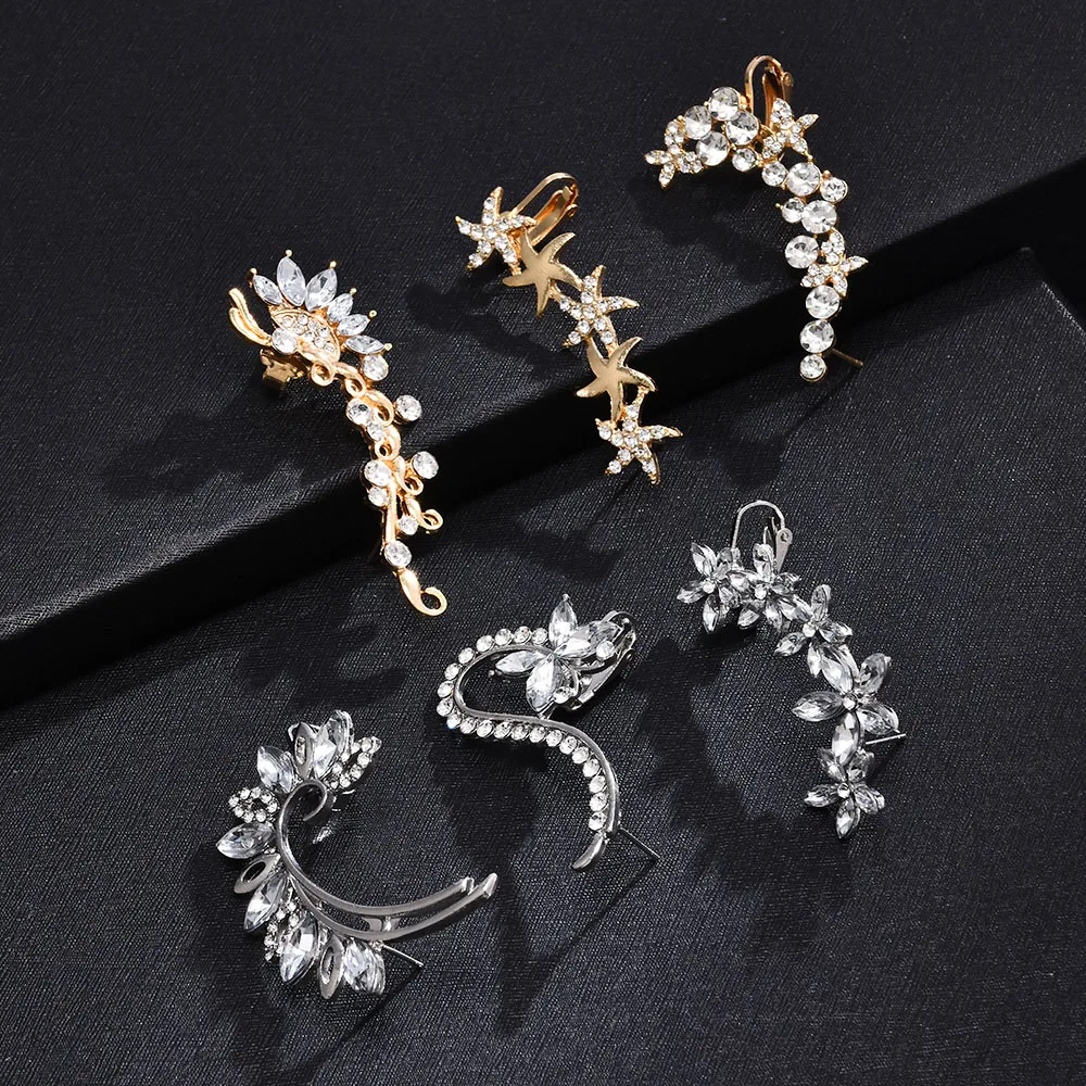 European and American Temperament Starfish Flower Single For Women Earrings Crystal Ear Clip No Piercing Fake Cartilage Earring
European and American Temperament Starfish Flower Single For Women Earrings Crystal Ear Clip No Piercing Fake Cartilage Earring