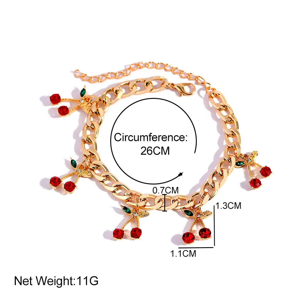 SUMU Fashion Cherry Crystal Pendant Bracelet for Women Sweet Girls Gold Silver Color Metal Cuban Chain Bracelet Jewelry
SUMU Fashion Cherry Crystal Pendant Bracelet for Women Sweet Girls Gold Silver Color Metal Cuban Chain Bracelet Jewelry