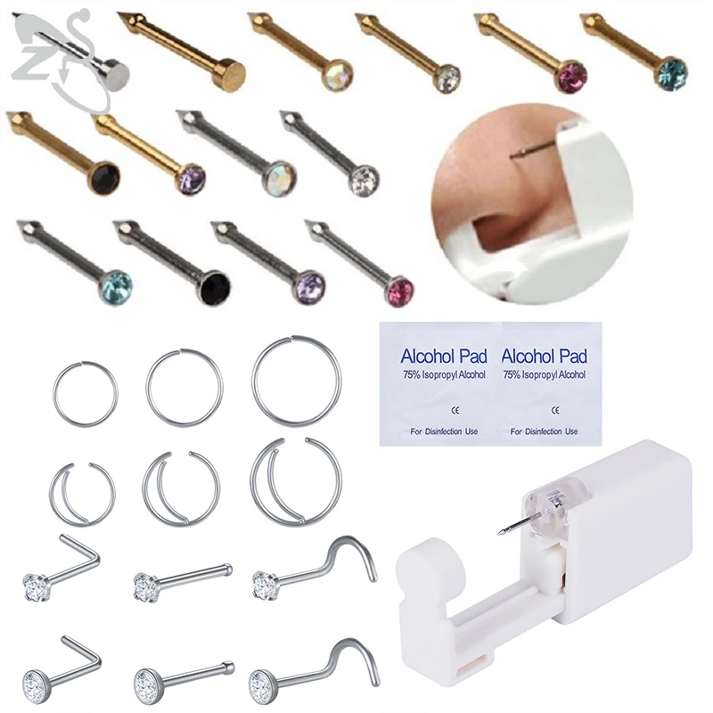 ZS 20G Disposable Painless Nose Stud Piercings Gun Healthy Sterile Puncture Tool Crystal L-Shape Screw Nose Stud Body Jewelry
ZS 20G Disposable Painless Nose Stud Piercings Gun Healthy Sterile Puncture Tool Crystal L-Shape Screw Nose Stud Body Jewelry