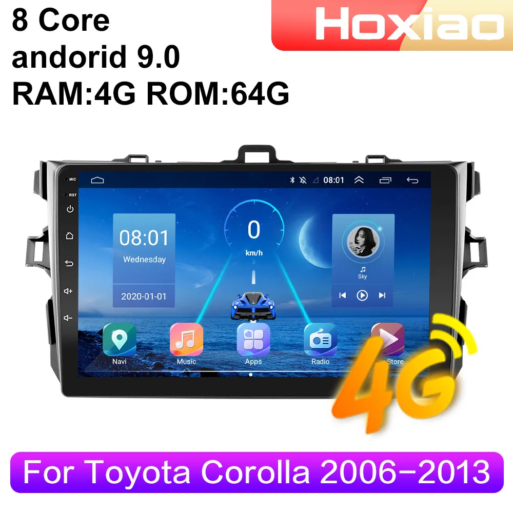 4G Android 9 2din автомобильный Радио Мультимедийный видео плеер для Toyota Corolla E140 E150 2006 2007