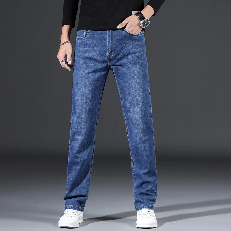 Autumn Winter Fitted Straight Stretch Denim Jeans Classic Style Badge Youth Men Business Casual Jeans Trousers Blue Black
Autumn Winter Fitted Straight Stretch Denim Jeans Classic Style Badge Youth Men Business Casual Jeans Trousers Blue Black