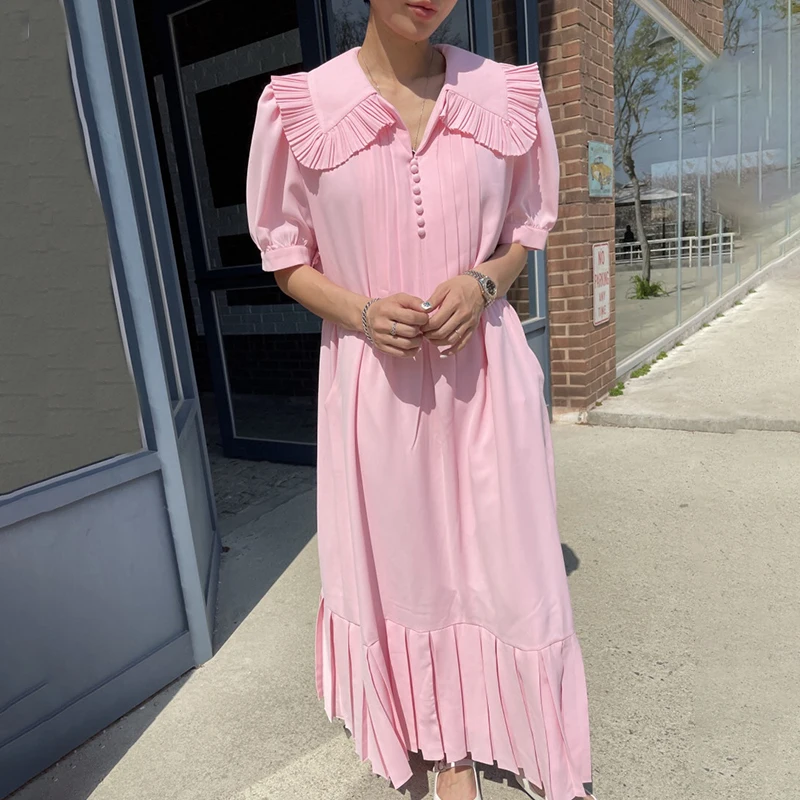 GALCAUR Vintage White Dress For Women Lapel Collar Puff Three Quarter Sleeve Ankle Length Ruched Dresses Female 2021 Clothes New
GALCAUR Vintage White Dress For Women Lapel Collar Puff Three Quarter Sleeve Ankle Length Ruched Dresses Female 2021 Clothes New