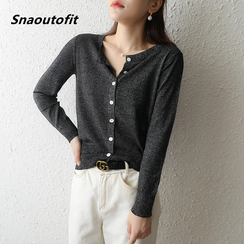 Snaoutofit 2021 Spring Autumn Mercerized Cotton Cardigan Knit Jacket Round Neck Slim Fit Outside Sweater High Quality Hot Sale
Snaoutofit 2021 Spring Autumn Mercerized Cotton Cardigan Knit Jacket Round Neck Slim Fit Outside Sweater High Quality Hot Sale