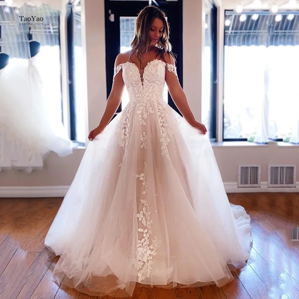 Sweet Princess Wedding Dress for Women A-Line Off The Shoulder V-Neck Elegant Bridal Gown Marriage Dress Vestidos De Novia
Sweet Princess Wedding Dress for Women A-Line Off The Shoulder V-Neck Elegant Bridal Gown Marriage Dress Vestidos De Novia